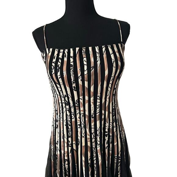 JS Collection Womens Stripped Ribbon Trim Fit & Flare Tulle Dress Black 12 - Picture 3 of 8